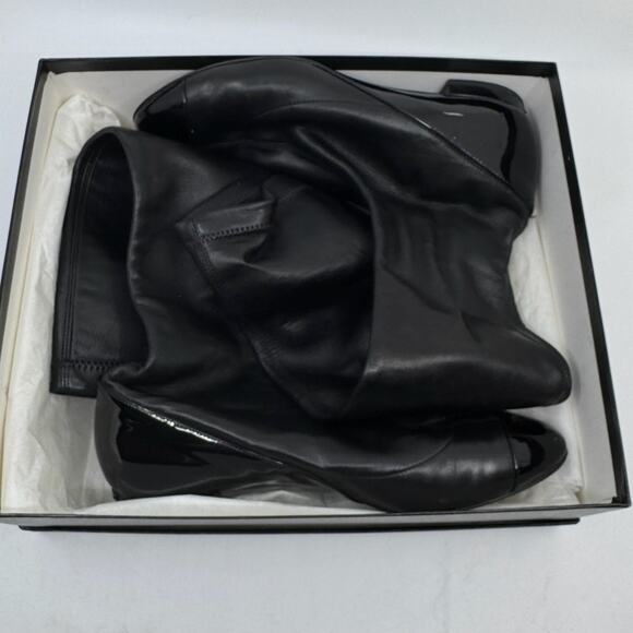 CHANEL Lambskin Leather Knee High  Cap Toe Riding Boots (box + dustbag) - Picture 15 of 16